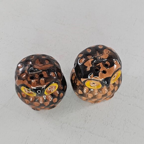 Vintage Our Own Import Japan Owl Salt Pepper Shaker Set Redware Retro 1970s - Picture 9 of 10